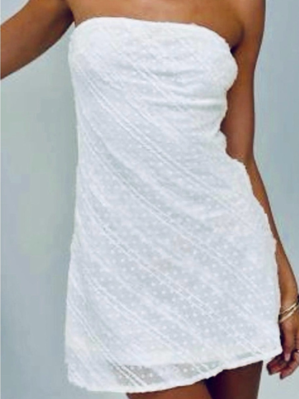Altar'd State White Strapless Textured Mini Dress